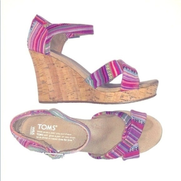 Toms Shoes - TOMS Strappy Cork Sienna Wedge Festival Sandal 6.5